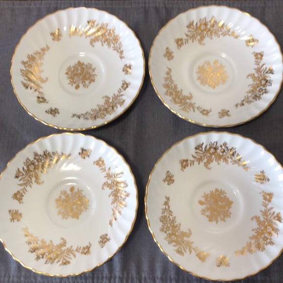 🇬🇧4 ANTIQUE ENGLISH MINTON CHINA🇬🇧 DISCONTINUED ANCESTRAL GOLD PATTERN. EUC - Picture 7 of 8
